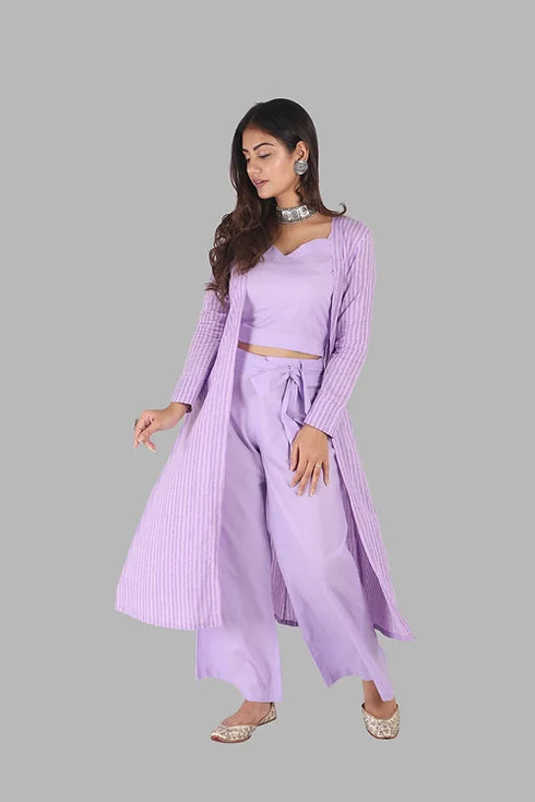 Lilac Co Ord Set With Jacket